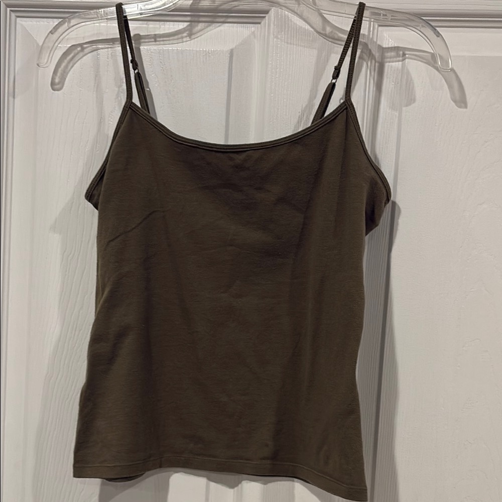 SO Olive Green Adjustable Spaghetti Strap Cami